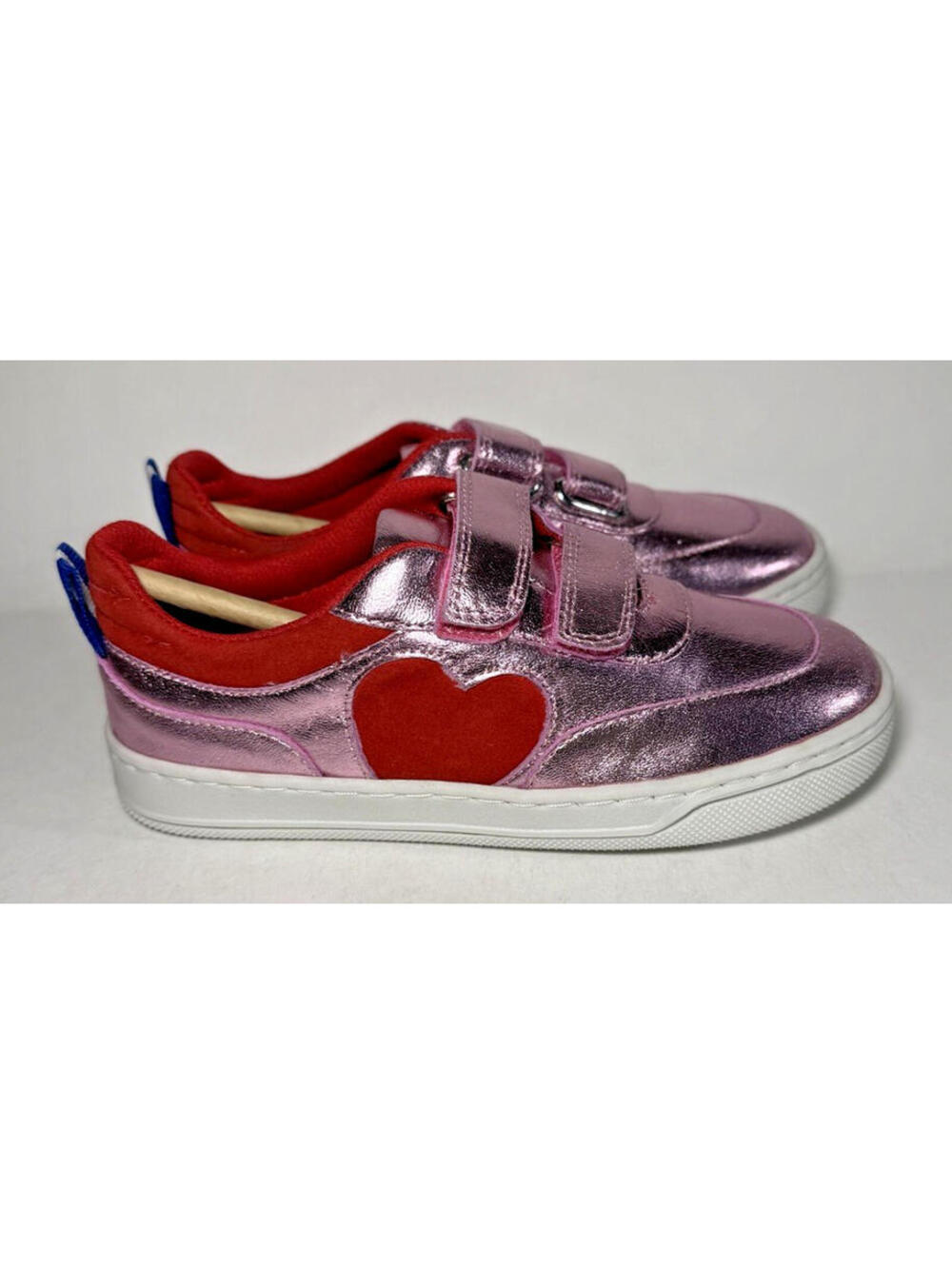MINI BODEN Low Top Floral Heart Sneaker Shoes Hook Loop Pink